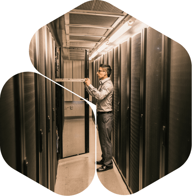 Technician Working in a Data Center