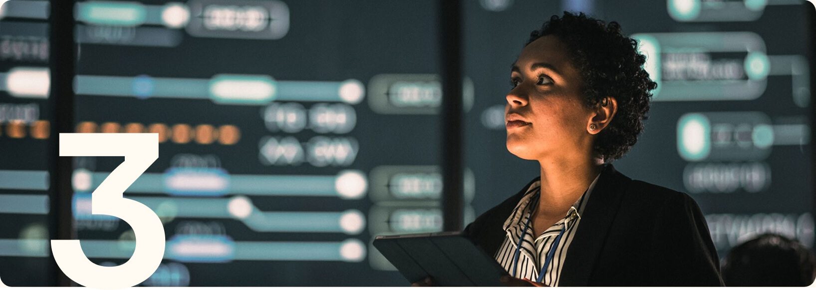Professional analyzing data in a tech-focused environment