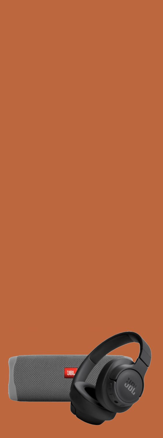 Wireless Headphones on an Orange Background