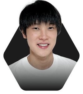 Professional Headshot with a Warm Smile featured in a hexagonal frame on a dark background