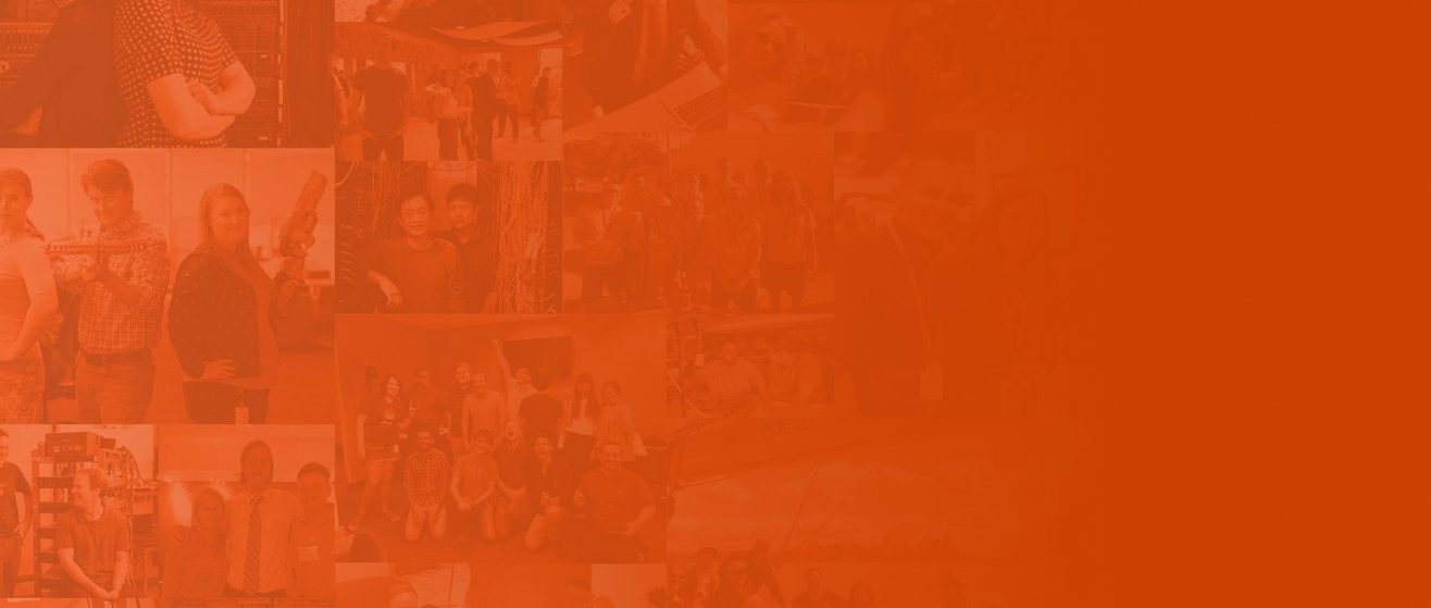 Collage of vibrant images with an orange overlay