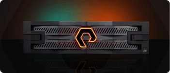 Everpure FlashArray//X with an illuminated logo.