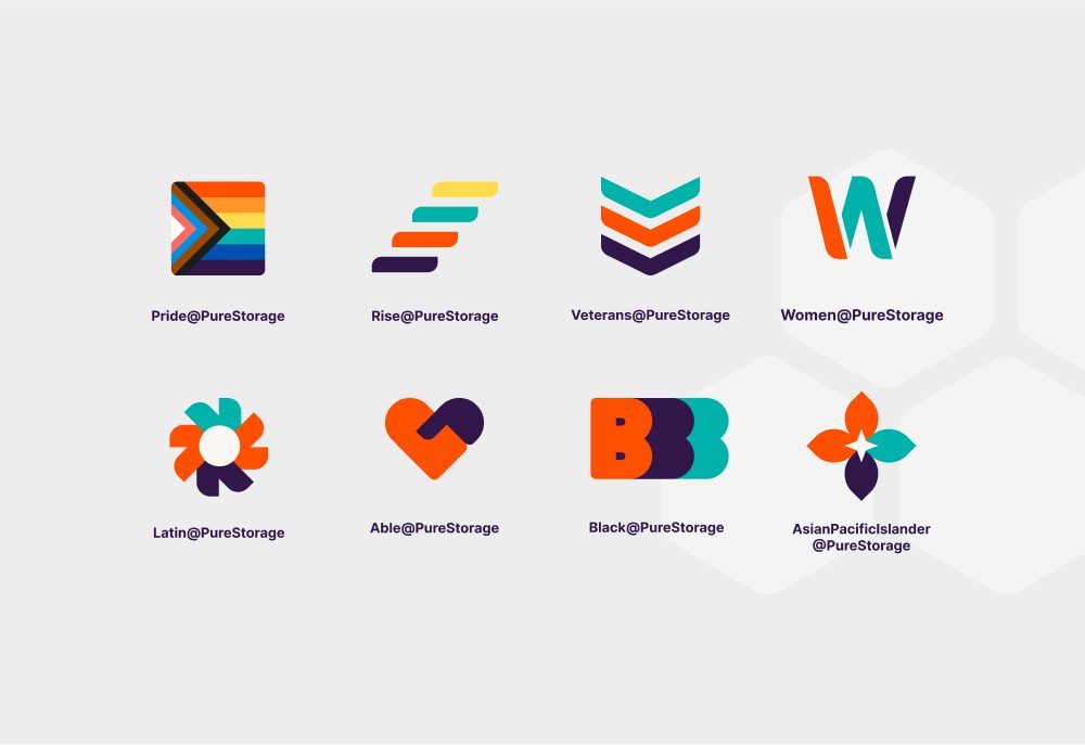 Collection of Colorful Logos which represent the Employee Resource Groups available at Everpure