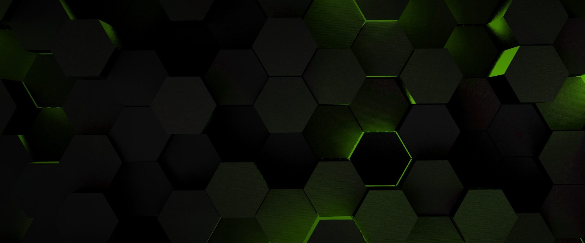 Dark hexagonal pattern with green highlights on some edges.