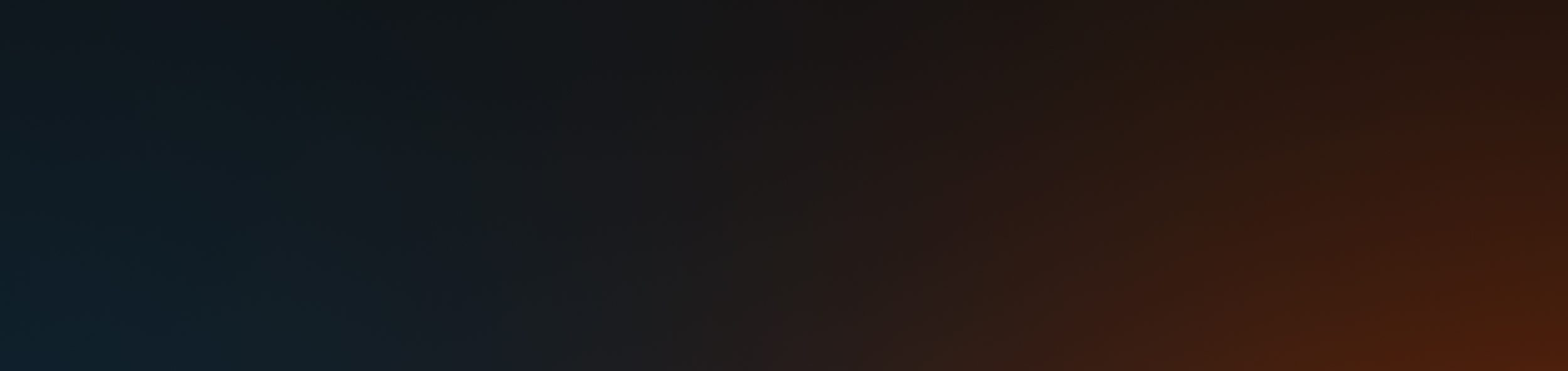 Gradient background transitioning from dark blue to dark orange.